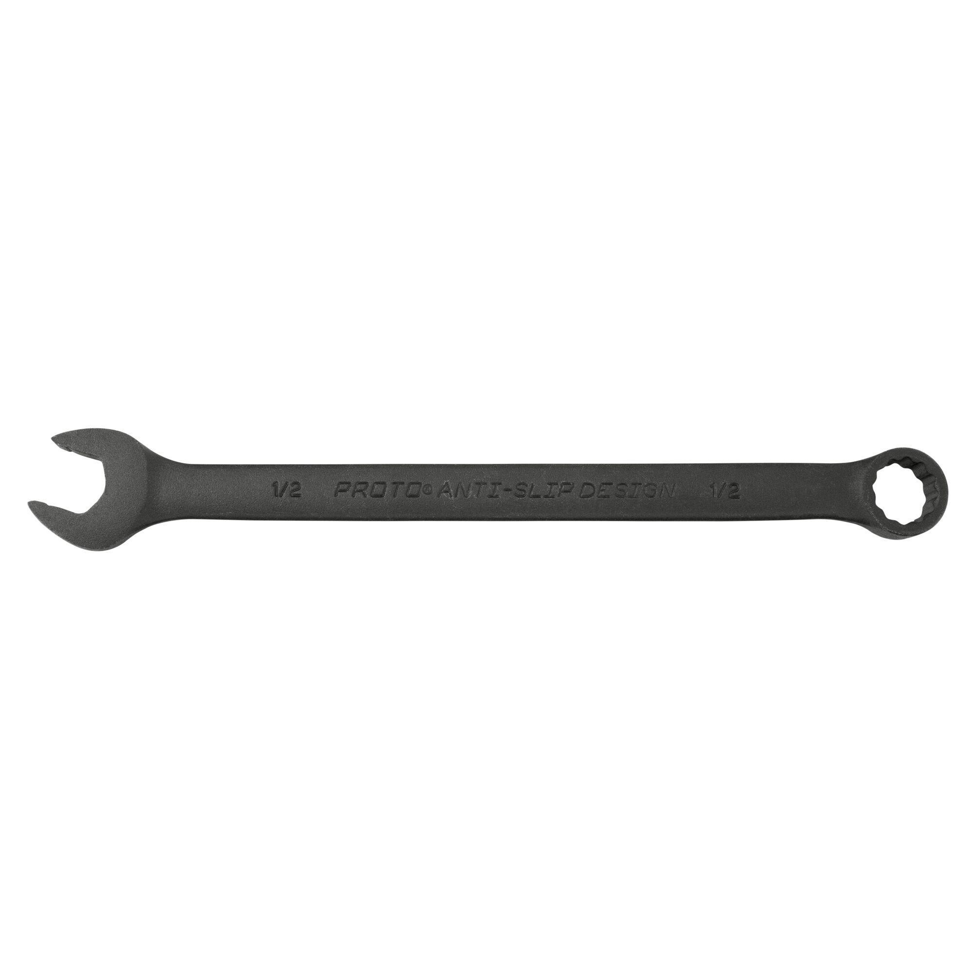 Proto® TorquePlus™ J1216BASD Anti-Slip Design Combination Wrench, Imperial, 1/2 in, 12 Points, 15 deg Offset, 8-7/8 in OAL, Alloy Steel, Black Oxide, ASME B107.100