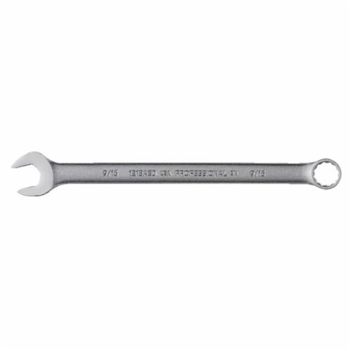 Proto® TorquePlus™ J1218ASD Anti-Slip Design Combination Wrench, 9/16 in Wrench, 12 Points, 15 deg Offset, 8-7/8 in OAL, Alloy Steel, Satin, ASME B107.100