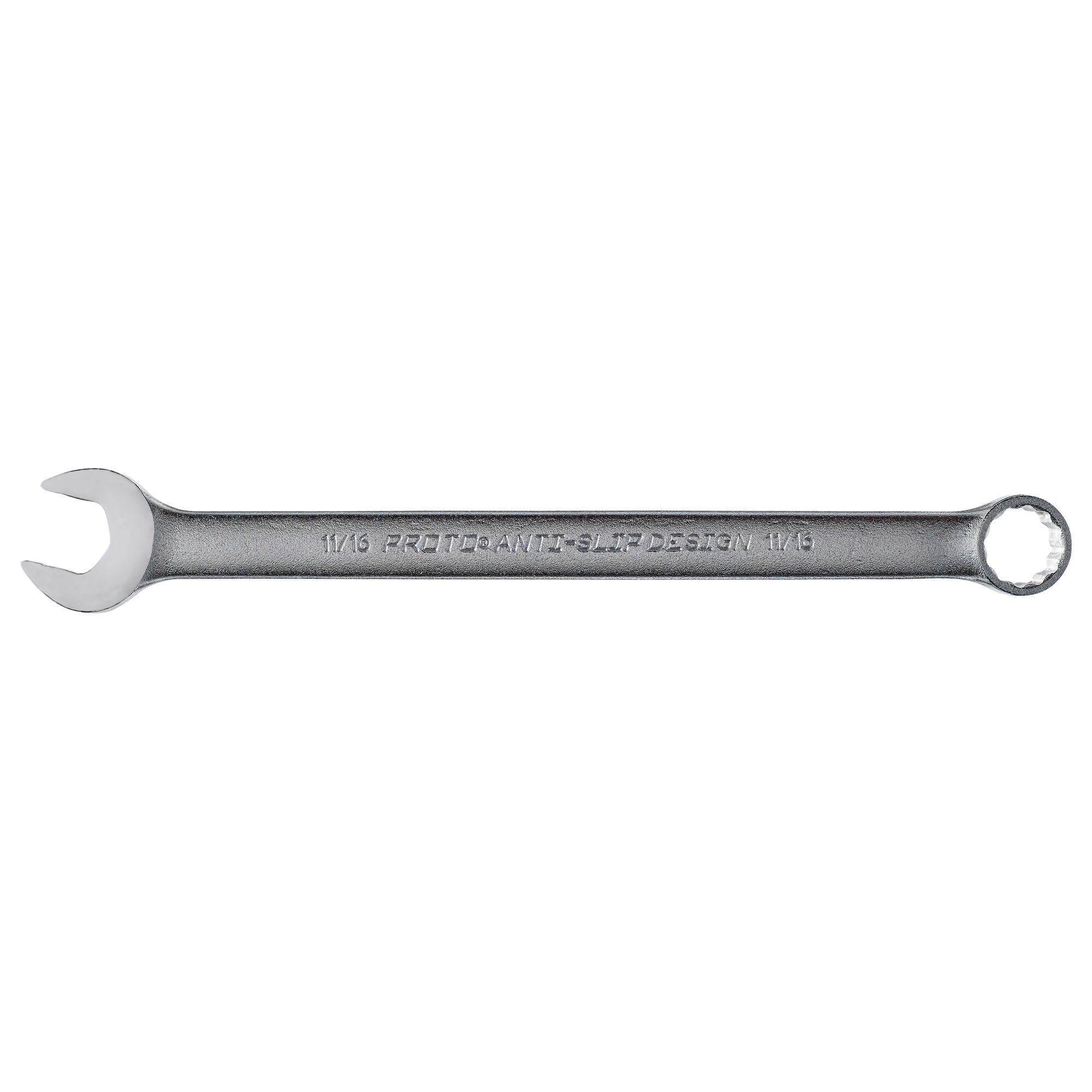 Proto® TorquePlus™ J1222ASD Anti-Slip Design Combination Wrench, 11/16 in Wrench, 12 Points, 15 deg Offset, 10-1/4 in OAL, Alloy Steel, Satin, ASME B107.100