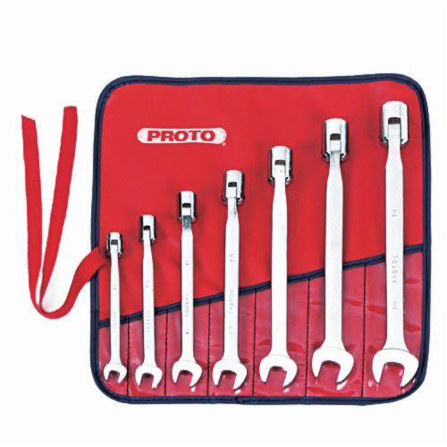 Proto® TorquePlus™ J1270A Flex Head Combination Wrench Set, Imperial, 7 Pieces, 3/8 to 3/4 in, Satin