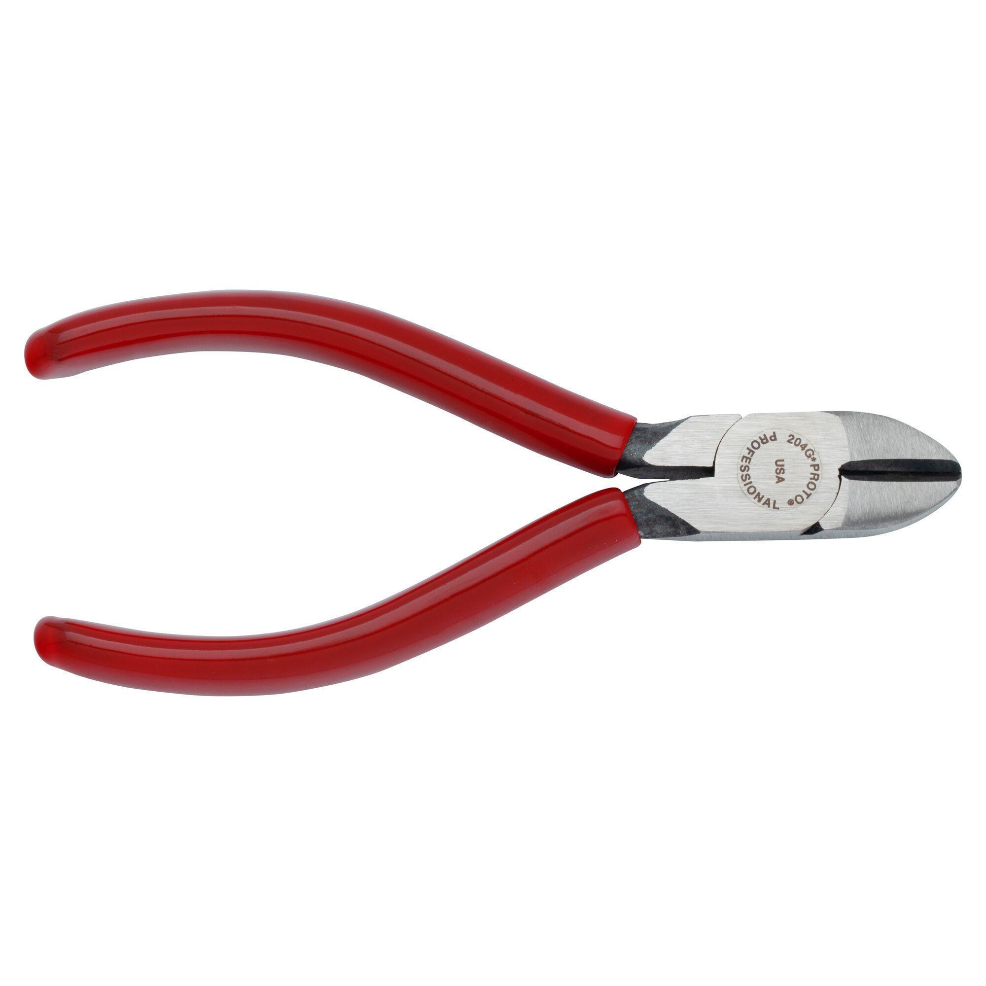 Proto® Ergonomics™ J204SG Diagonal Cutter Plier With Grip, 18/32 in L x 9/16 in W x 5/16 in THK Thin Narrow Forged Alloy Steel Jaw, 4-7/16 in OAL, Flush Cut