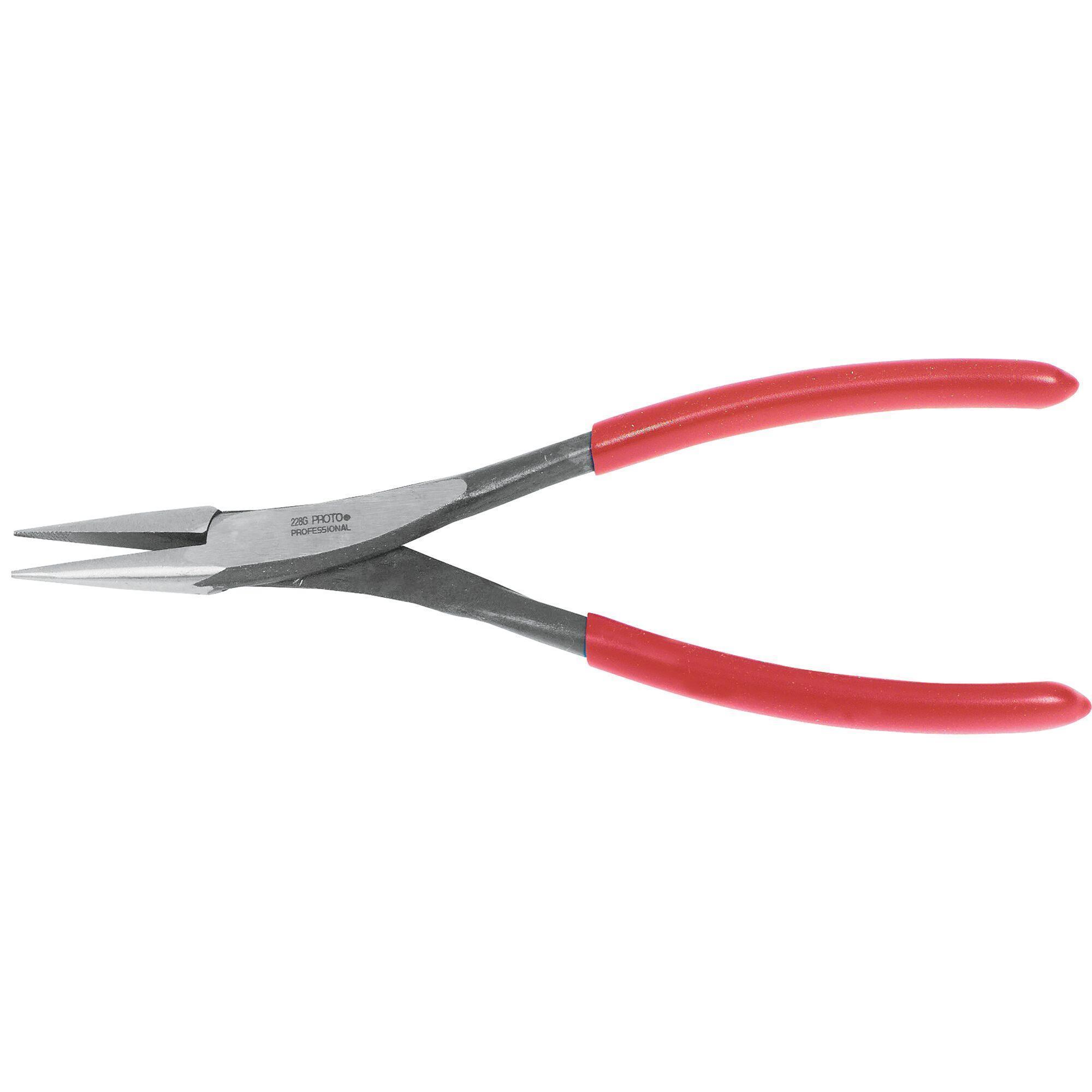 Proto® J228G Long Needle Nose Plier, Diamond Serrated Steel Jaw, 1-9/16 in L x 17/32 in W Jaw, 7-25/32 in OAL, 7/16 in W Tip