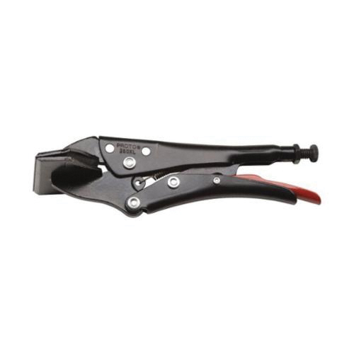 Proto® J260XL Locking Plier, 3/8 in, 1-3/4 in L x 3-11/64 in W x 3-9/64 in THK Straight Steel Jaw, Flat Jaw Surface, 8-1/16 in OAL