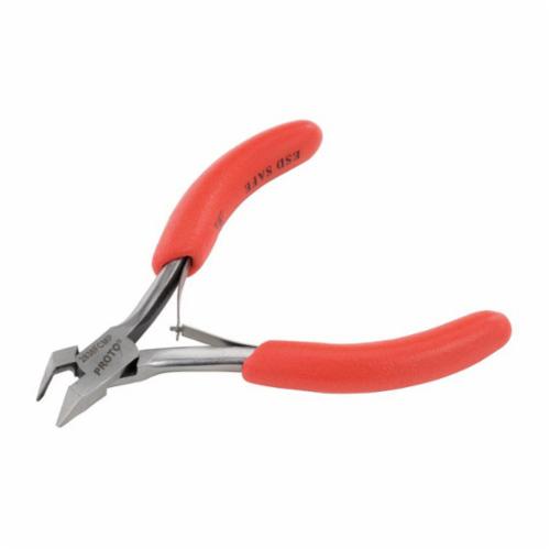 Proto® J2838FCMP Miniature Plier, 20 AWG THK Max Wire, 3/8 in L x 7/16 in W x 1 in THK Jaw Forged Steel Jaw Angled/Oval Jaw, 4-1/2 in OAL, Flush Cut, ASME B107.25M/B107.38M