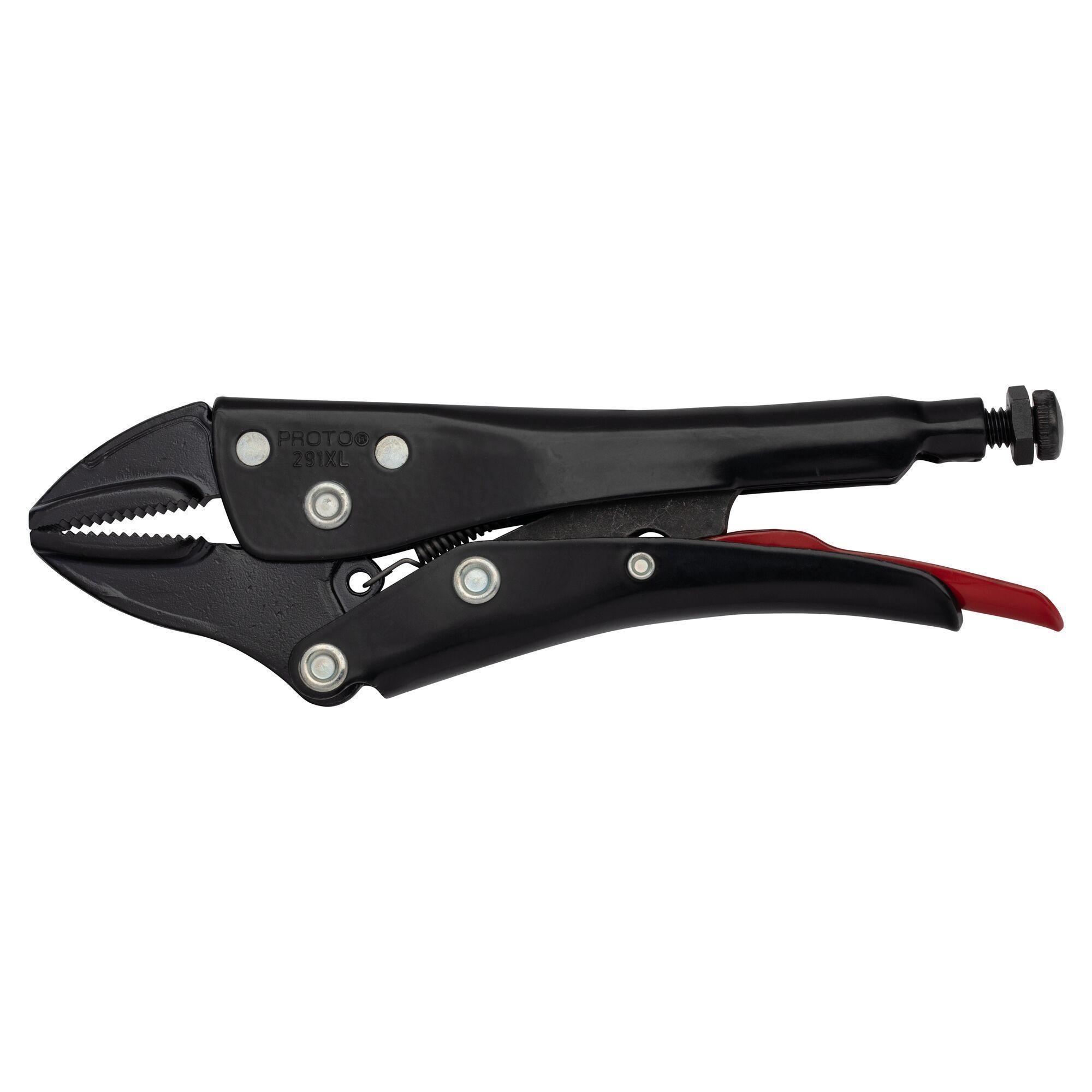 Proto® J291XL Locking Plier, 1-5/8 in, 1-1/4 in L x 35/84 in W x 1/2 in THK Straight Alloy Steel Jaw, Machined/Serrated Jaw Surface, 7 in OAL