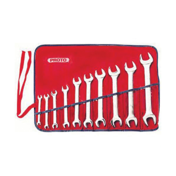 Proto® J30000A Standard Length Open End Wrench Set, Metric, 10 Pieces, 6 x 7 to 24 x 26 mm, Satin