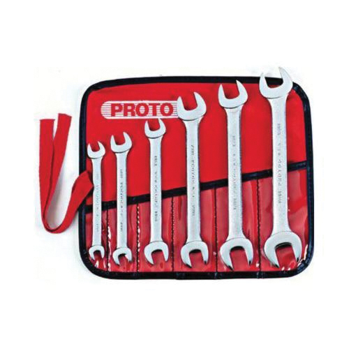 Proto® J30000R Standard Length Open End Wrench Set, 6 Pieces, 8 x 9 to 18 x 19 mm, Satin