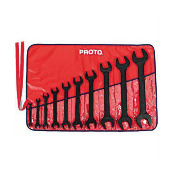 Proto® J3000HB Standard Length Open End Wrench Set, 10 Pieces, 5/16 x 3/8 to 1-1/2 x 1-5/8 in, Black Oxide