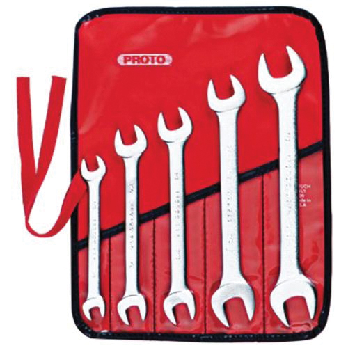 Proto® J3000N Standard Length Open End Wrench Set, 5 Pieces, 3/8 x 7/16 to 13/16 x 7/8 in, Satin