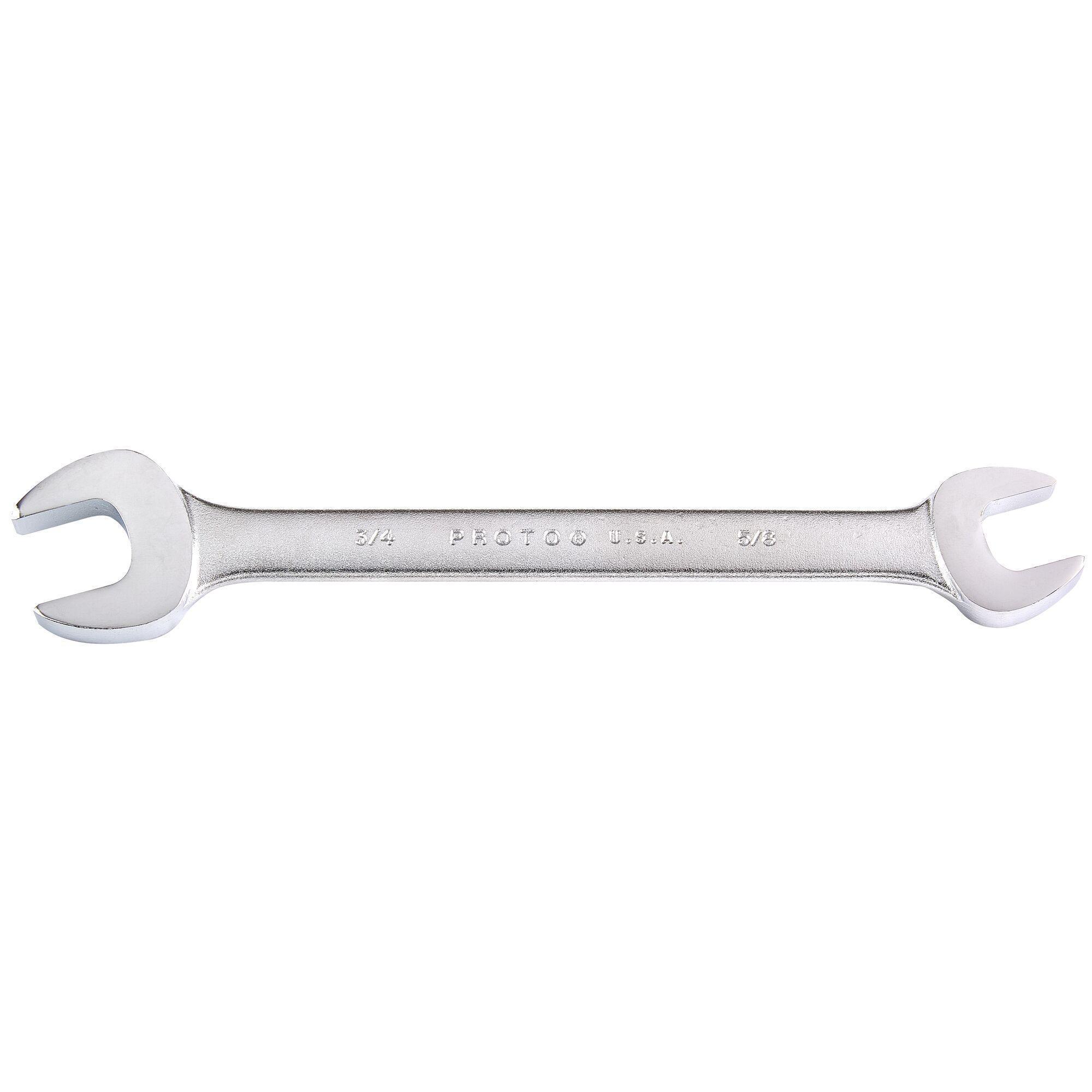 Proto® J3031 Open End Wrench, 5/8 x 3/4 in Wrench, Angled/Double Head, 8-9/16 in L, Alloy Steel, Satin, ASME B107.100, ANSI B107.6, Federal GGG-W-636E