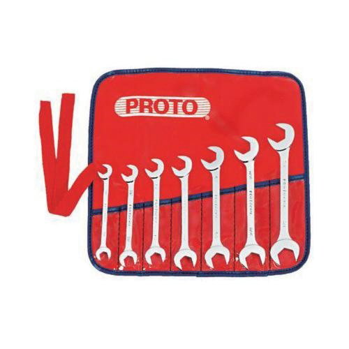 Proto® J3100A Angled Head Open End Wrench Set, 7 Pieces, 3/8 to 3/4 in, Full Polished
