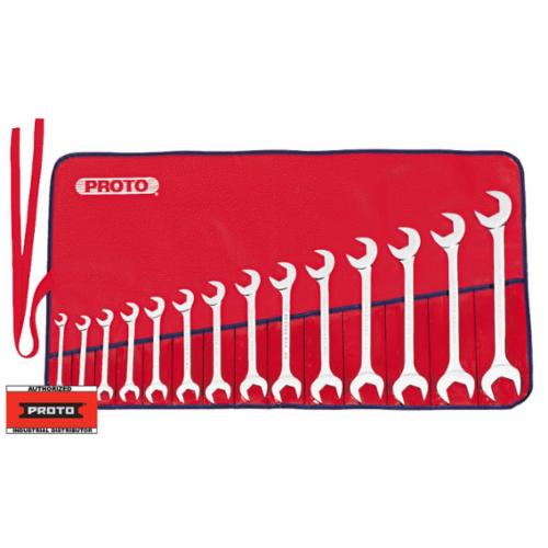 Proto® J3100B Angled Head Open End Wrench Set, Imperial, 14 Pieces, 3/8 to 1-1/4 in, Full Polished