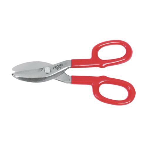 Proto® J317 Tinner Snip, 18 ga Mild Steel, 1-1/2 in Length of Cut, Straight Snip, Steel Blade, Plastisol Handle, Soft Grip