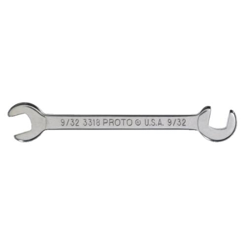Proto® J3318 Short Open End Wrench, 9/32 in Wrench, Angled/Double Head, 3-1/2 in L, Alloy Steel, Satin, ASME B107.100