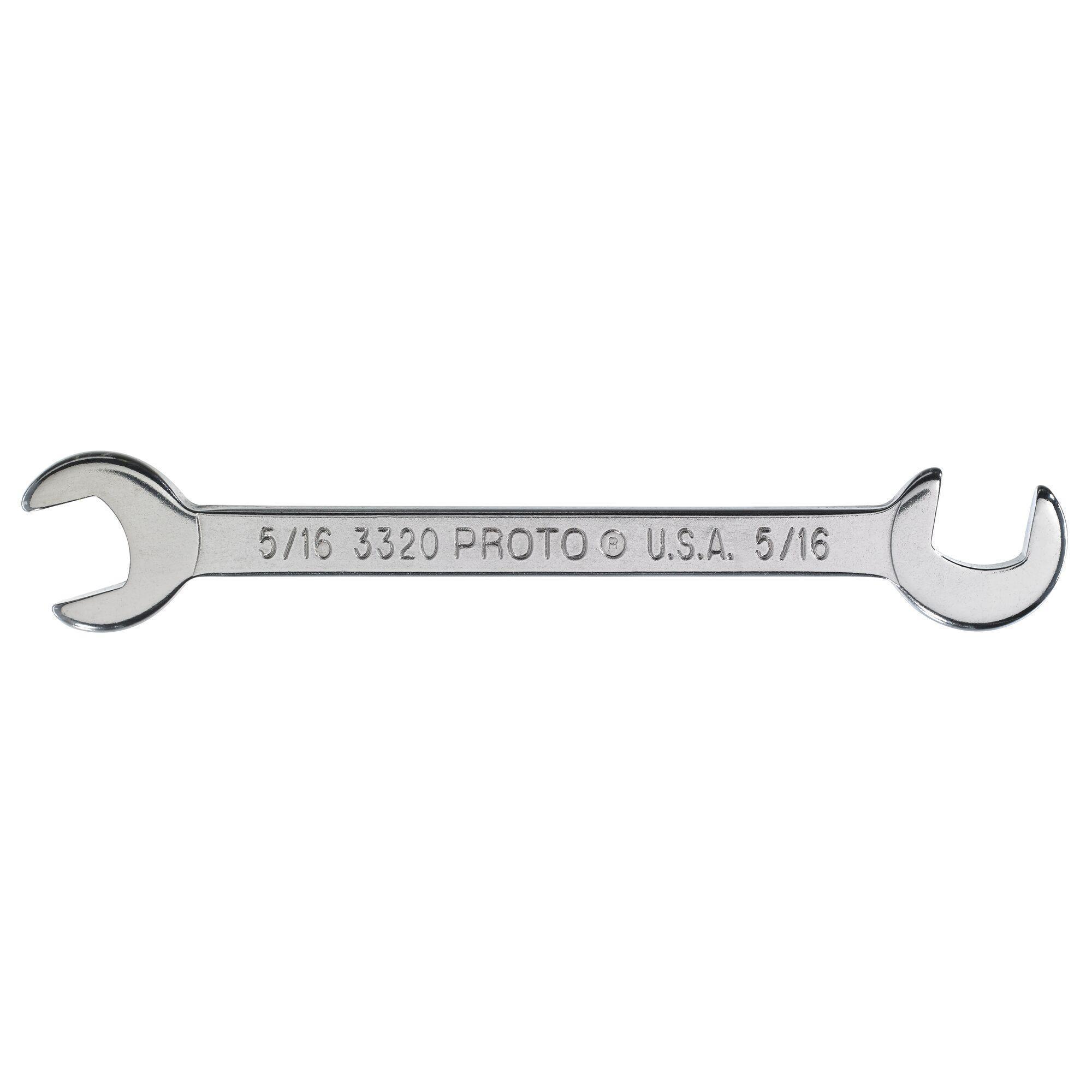 Proto® J3320 Short Open End Wrench, 5/16 in Wrench, Angled/Double Head, 3-1/2 in L, Alloy Steel, Satin, ASME B107.100