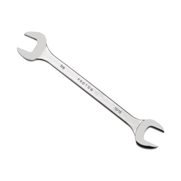 Proto® J3425 Extra Thin Open End Wrench, 7/16 x 1/2 in Wrench, Angled/Double Head, 10 in L, Alloy Steel, Satin