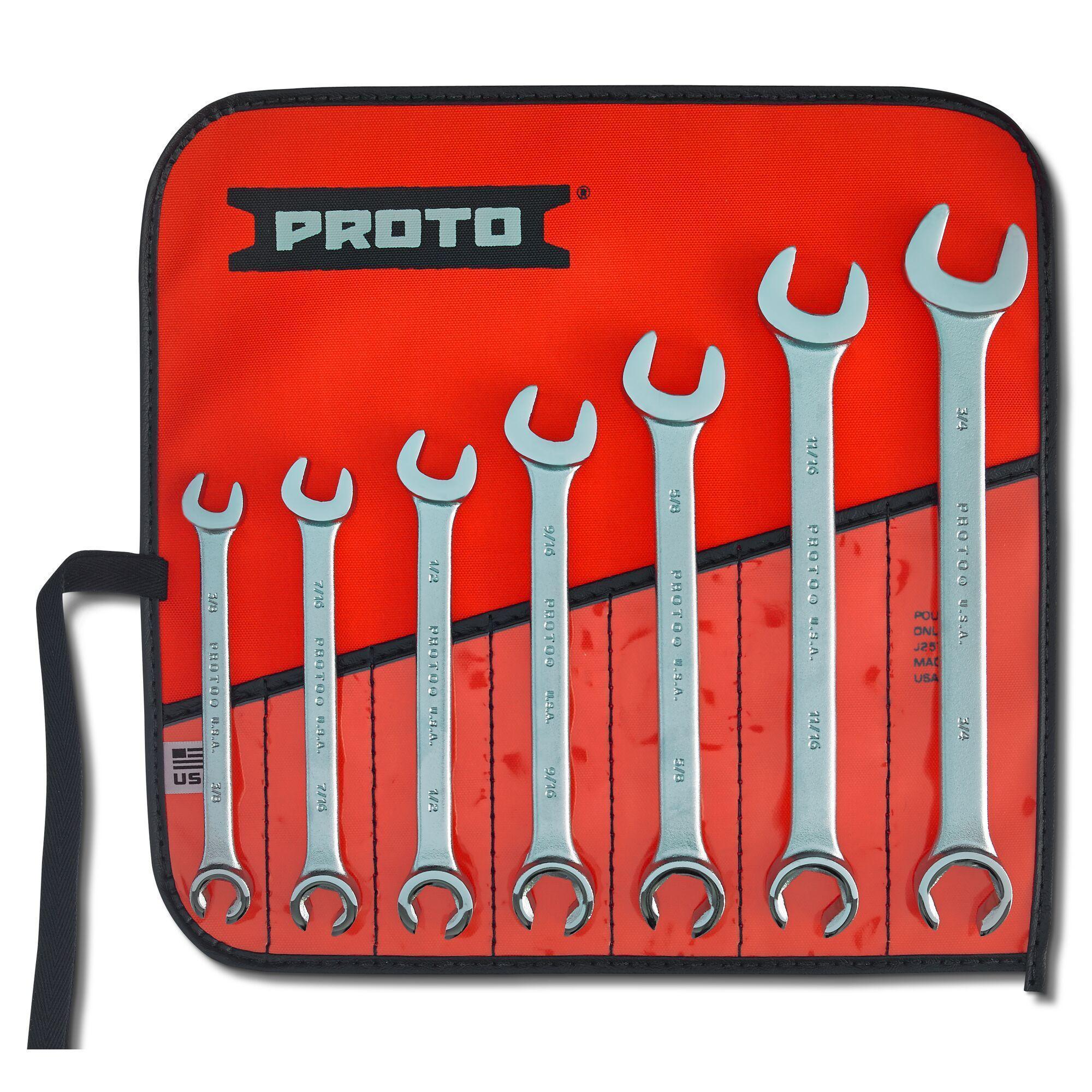 Proto® TorquePlus™ J3700A Flare Nut Combination Wrench Set, 7 Pieces, 3/8 to 3/4 in, Satin