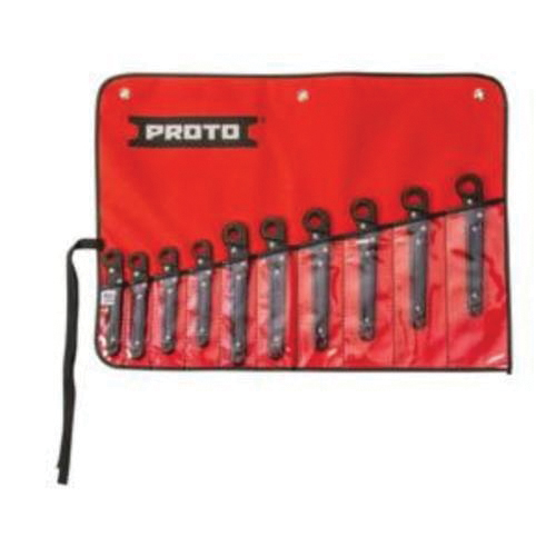 Proto® J3800M Ratcheting Wrench Set, Metric, 10 Pieces, 10 to 19 mm, Black Oxide