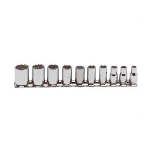 Proto® TorquePlus™ J47104 Socket Set, ASME B107.1, 12 Points, 1/4 in Drive, 10 Pieces, Included Socket Size: 3/16 to 9/16 in