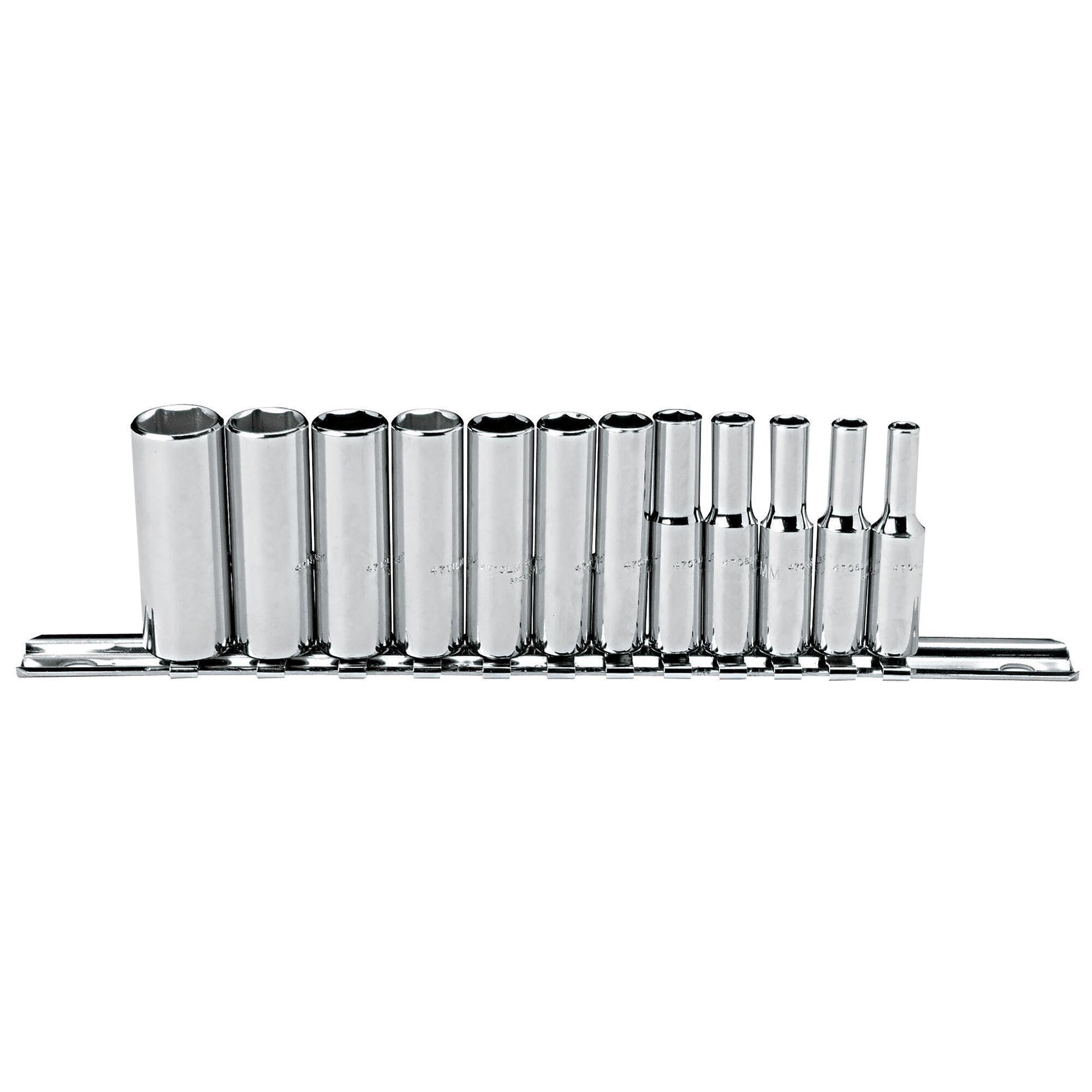 Proto® TorquePlus™ J47202 Socket Set, ASME B107.5M, 6 Points, 1/4 in Drive, 12 Pieces, Included Socket Size: 4 to 14 mm