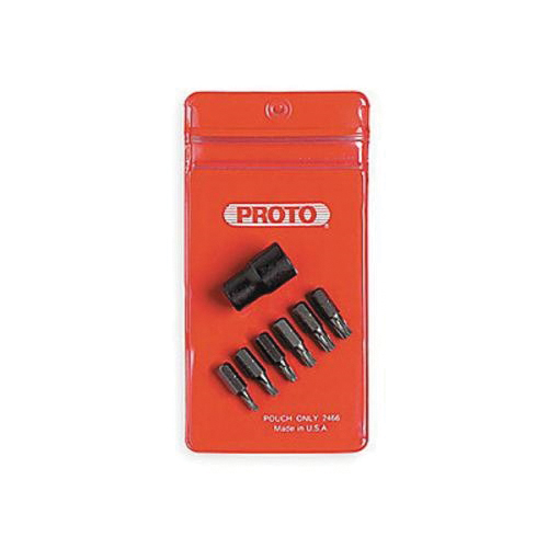 Proto® J4739P Socket Bit Set, 1/4 in Hex, 3/8 in Drive, T10 to T30 Torx, 7 Pieces, Black Oxide