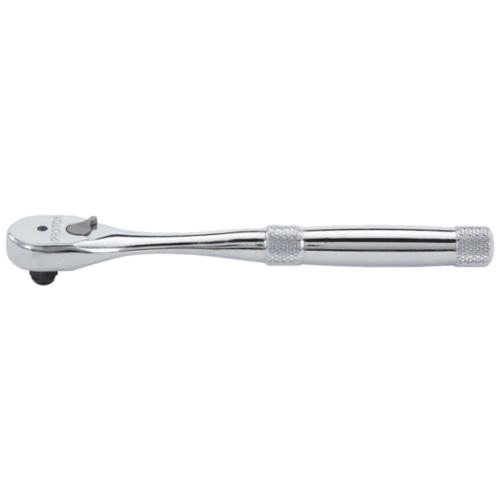 Proto® J4749XLHS Non-Insulated Hand Ratchet, 1/4 in Drive, Pear Head, 5-45/64 in OAL, Steel, Polished Chrome/Nickel Plated, ASME B107.500