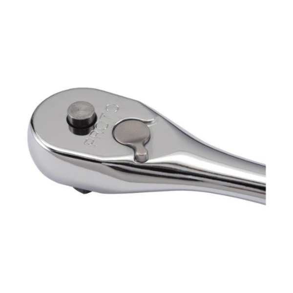 Proto® J4749XLQR Non-Insulated Hand Ratchet, Imperial, 1/4 in Drive, Pear Head, 5-11/16 in OAL, Steel, Full Polished, ASME B107.10M