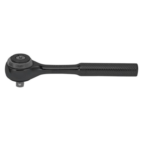 Proto® J4752FBL Non-Insulated Standard Hand Ratchet, 1/4 in Drive, Round Head, 4-1/2 in OAL, Steel, Black Oxide, ASME B107.10M