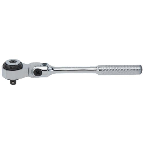Proto® J4757F Flexible Non-Insulated Hand Ratchet, 1/4 in Drive, Round Head, 6-37/64 in OAL, Steel, Full Polished, ASME B107.10M