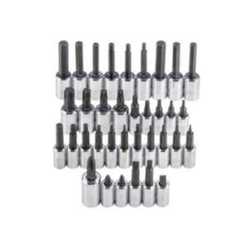 Proto® J4770-37 Socket Bit Set, 1/16 to 5/16 in Hex, 1/4 in, 3/8 in Drive, T10 to T55 Torx, 37 Pieces, Polished Chrome, ASME Specified