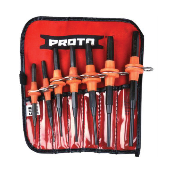 Proto® J47A-TT Punch Set, Drive Pin Style, 3/32 to 1/4 in Punch, 7 Punches, 7 Pieces