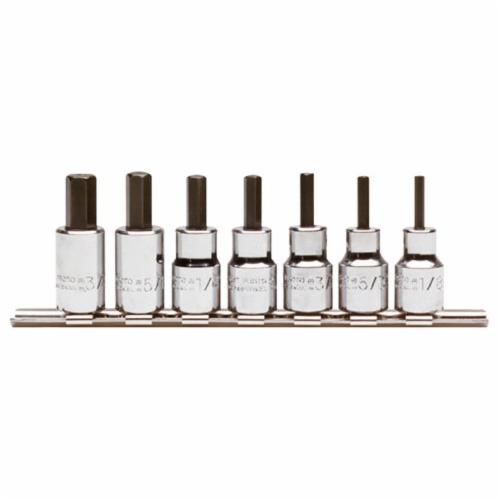 Proto® J4990-7ST Socket Bit Set, Imperial, 1/8 to 3/8 in Hex, 3/8 in Drive, 7 Pieces, Polished Chrome