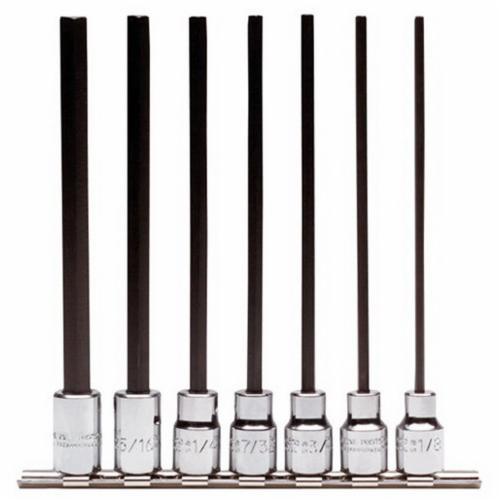 Proto® J4990-7XL Extra Long Socket Bit Set, Imperial, 1/8 to 3/8 in Hex, 3/8 in Drive, 7 Pieces, Full Polished