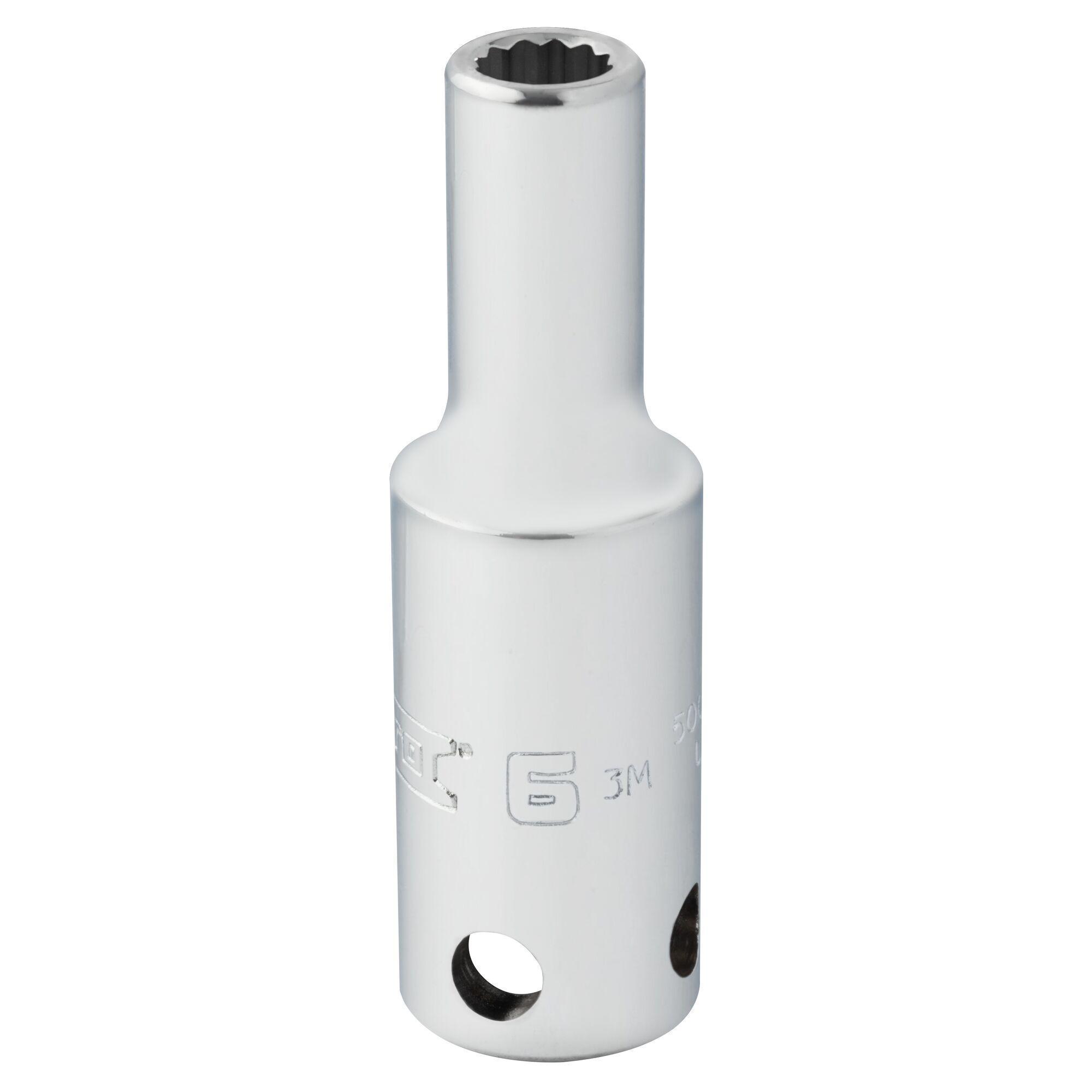 Proto® TorquePlus™ J5006M-TT Deep Length Tether Ready Socket, 3/8 in Square Drive, 6 mm, 12 Points