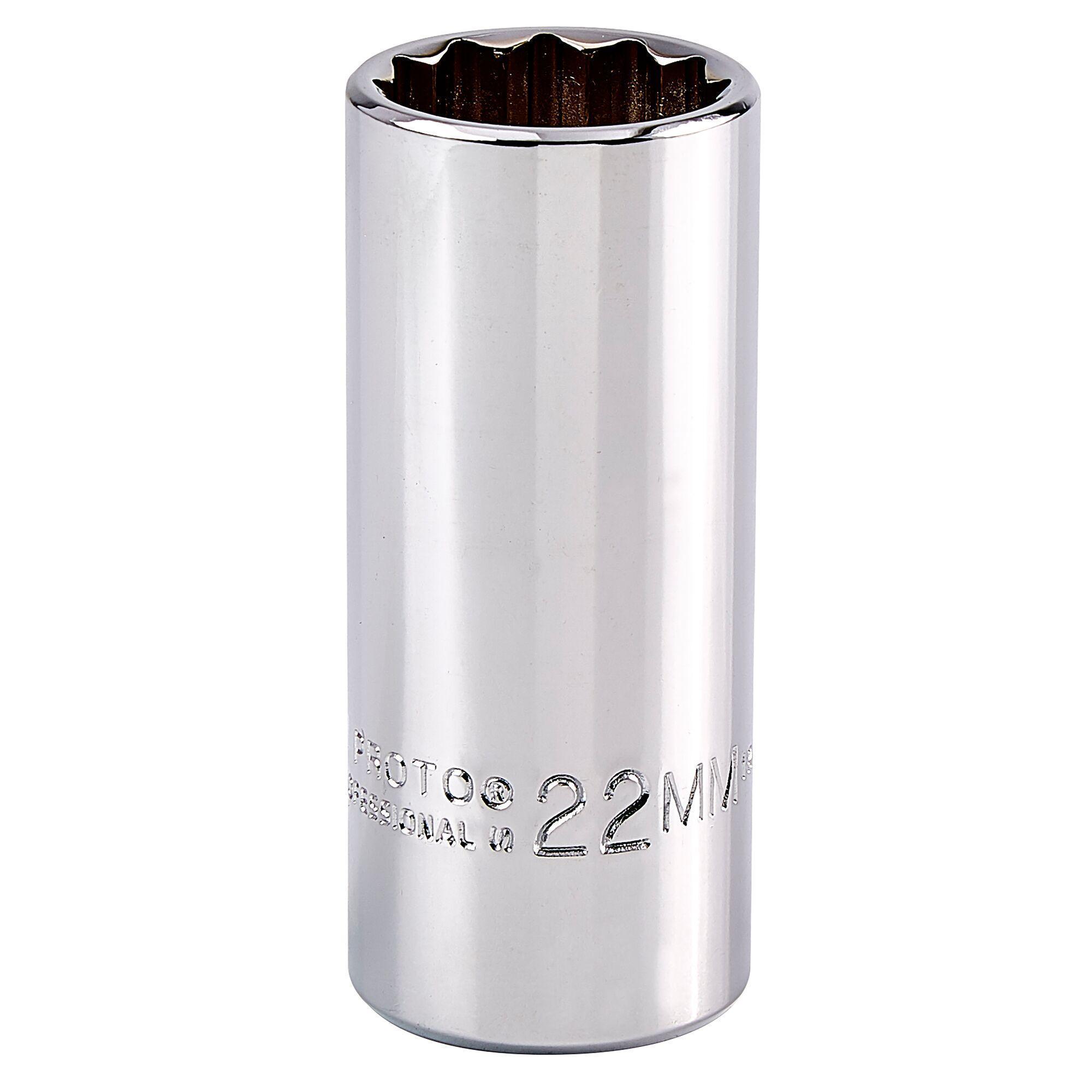 Proto® TorquePlus™ J5022M Deep Length Socket, Metric, 3/8 in Square Drive, 22 mm