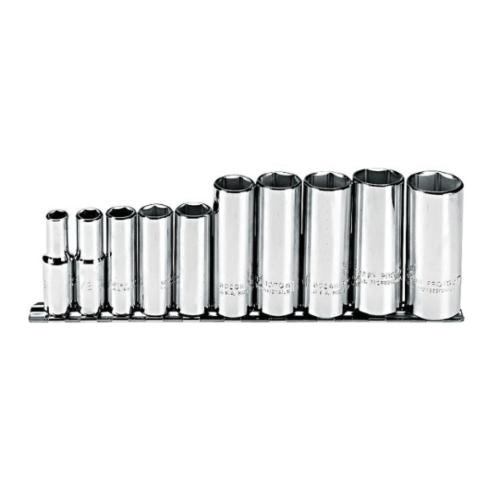 Proto® TorquePlus™ J52111 Deep Socket Set, Imperial, 10 Pieces, For Use With Stubborn or Damaged Fastener, Full Polished