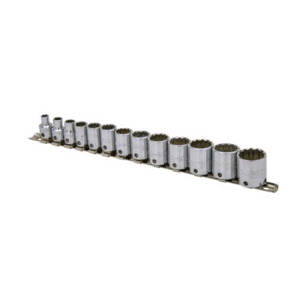 Proto® TorquePlus™ J52124-TT Socket Set, ASME B107.1, 12 Points, 3/8 in Drive, 13 Pieces, Included Socket Size: 1/4 to 1 in