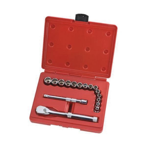 Proto® TorquePlus™ J52218XL Socket Set, ASME B107.5M/B107.500, Metric, 12 Points, 3/8 in Drive, 16 Pieces, Included Socket Size: 6 to 19 mm