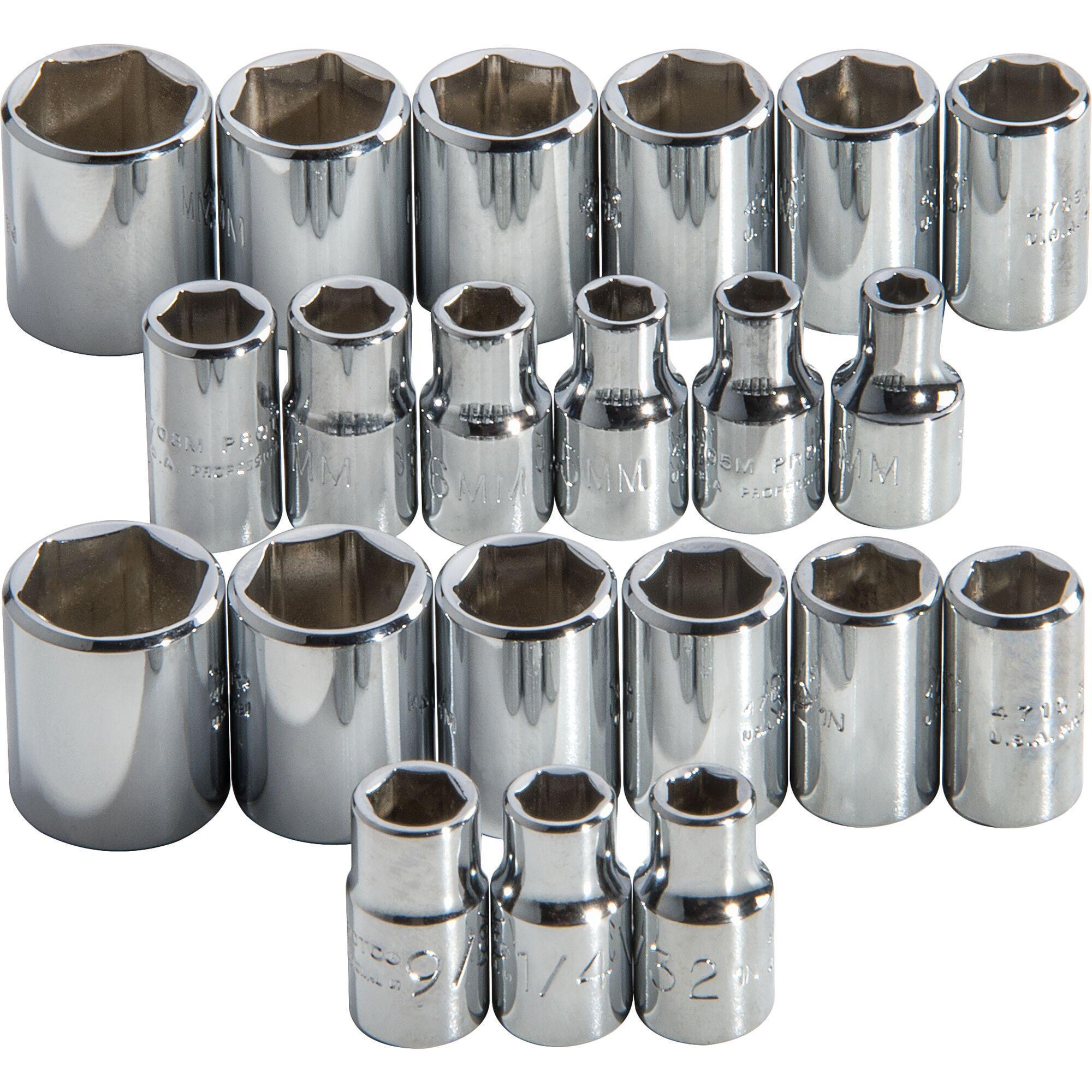 Proto® J52219 Combination Socket Set, 6 Points, 1/4 in Drive, 22 Pieces