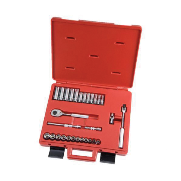 Proto® TorquePlus™ J52220 Combination Socket Set, ASME B107.5M/B107.500, 6 Points, 3/8 in Drive, 29 Pieces, Included Socket Size: 8 to 19 mm, Metal Tool Box Container