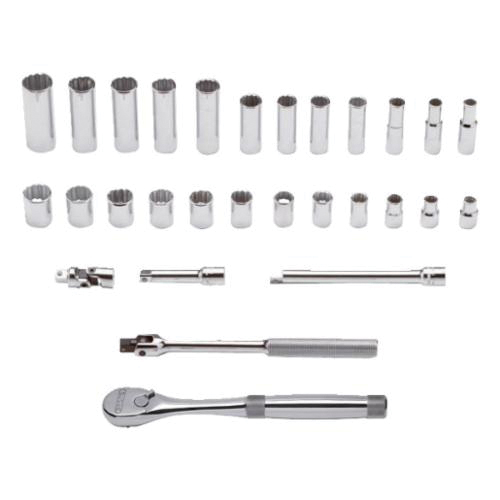 Proto® TorquePlus™ J52222XL Combination Socket Set, ASME B107.5M/B107.500, Metric, 12 Points, 3/8 in Drive, 29 Pieces