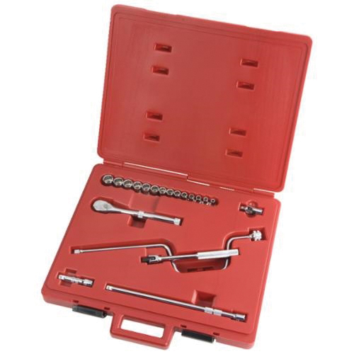 Proto® TorquePlus™ J52224XL Socket Set, ASME B107.5M/B107.500, Metric, 12 Points, 3/8 in Drive, 20 Pieces, Included Socket Size: 6 to 19 mm