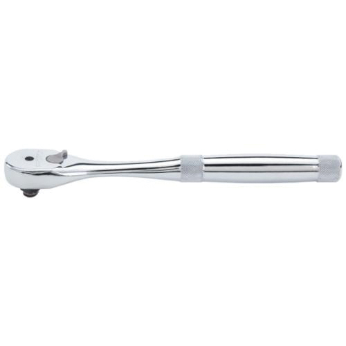 Proto® J5249XLHS Non-Insulated Hand Ratchet, 3/8 in Drive, Pear Head, 8-1/2 in OAL, Steel, Polished Chrome/Nickel Plated, ASME B107.500