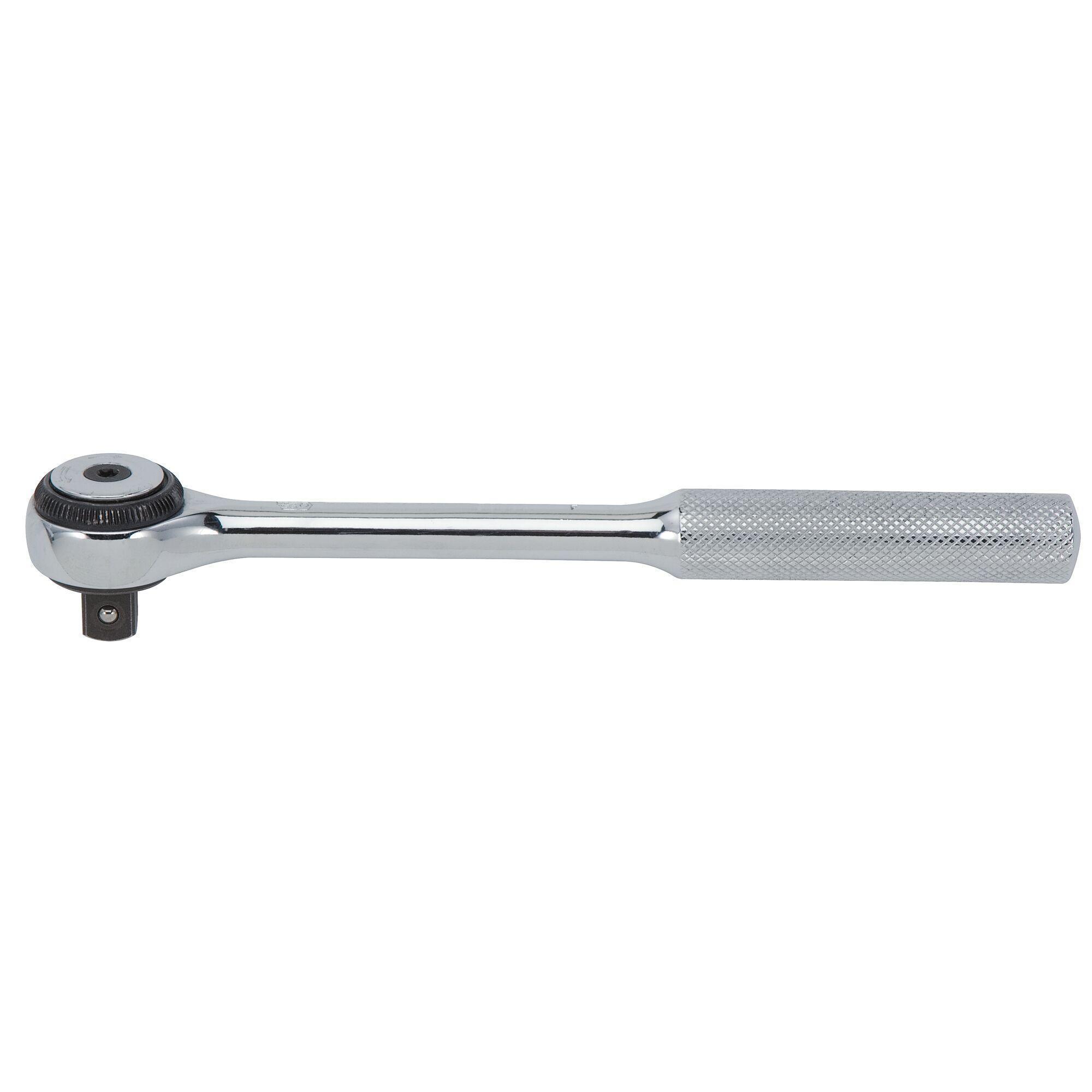 Proto® J5252F Non-Insulated Standard Length Hand Ratchet, Imperial, 3/8 in Drive, Round Head, 7-3/8 in OAL, Steel, Full Polished, ASME B107.10M