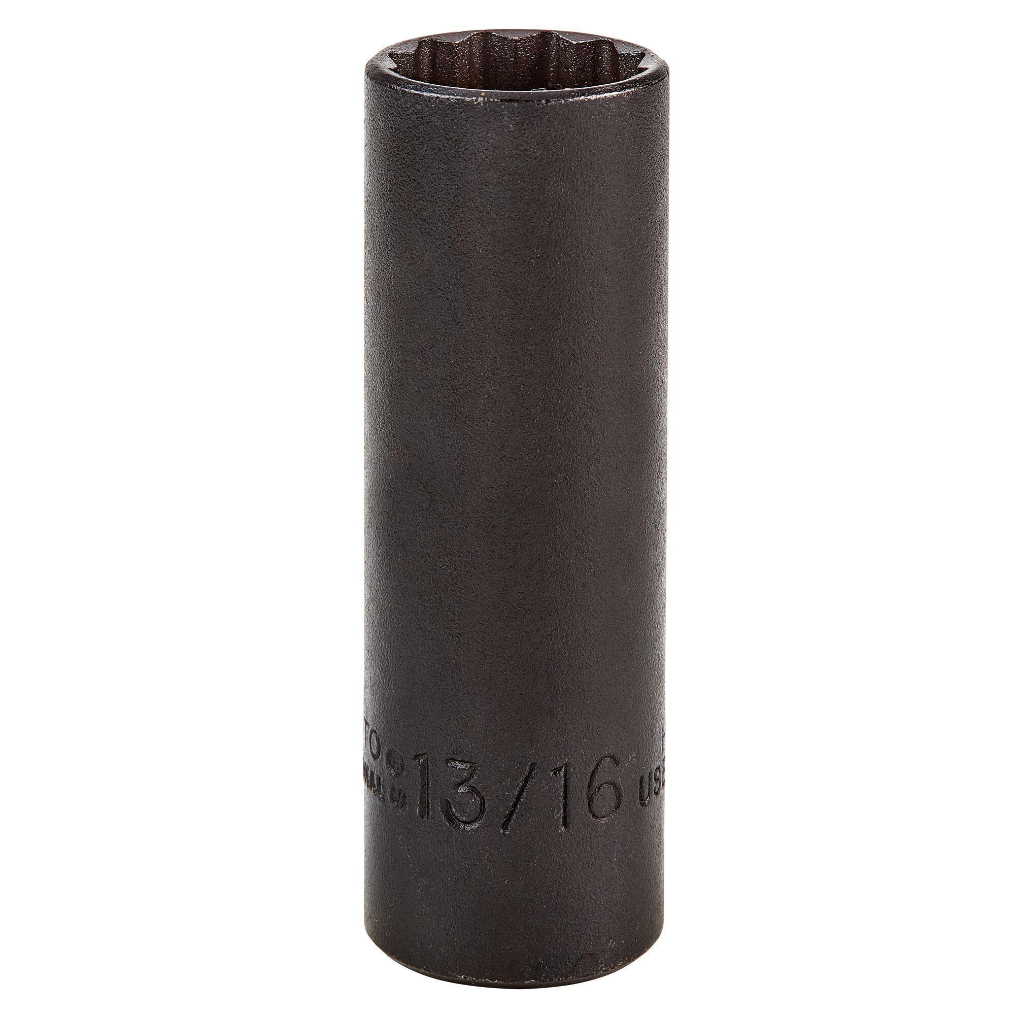 Proto® TorquePlus™ ProtoBlack™ J5326B Deep Length Socket, Imperial, 1/2 in Square Drive, 13/16 in