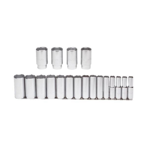 Proto® TorquePlus™ J54101 Deep Socket Set, ASME B107.1, 6 Points, 1/2 in Drive, 19 Pieces, Included Socket Size: 3/8 to 1-1/2 in