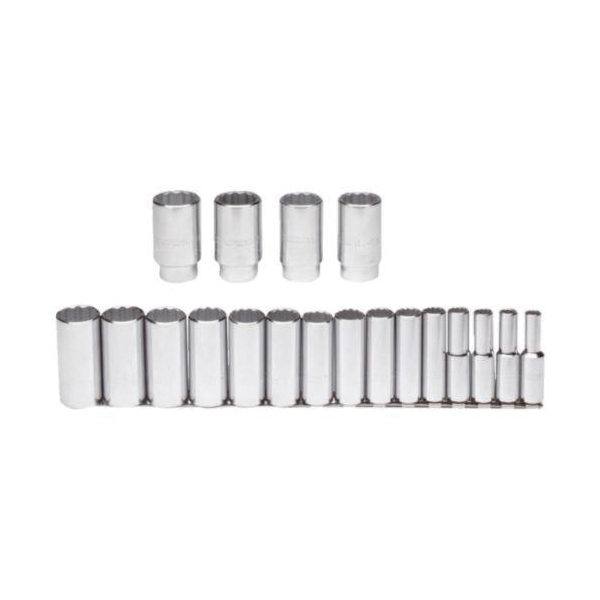 Proto® TorquePlus™ J54105 Deep Socket Set, ASME B107.1, 12 Points, 1/2 in Drive, 19 Pieces