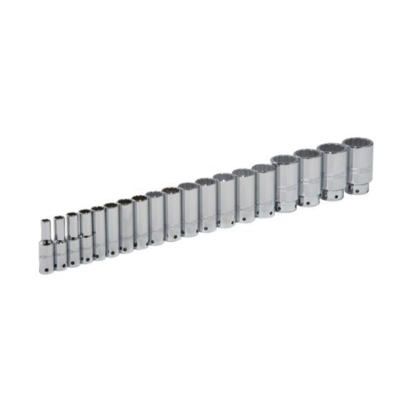Proto® TorquePlus™ J54105-TT Socket Set, ASME B107.1, 12 Points, 1/2 in Drive, 19 Pieces, Included Socket Size: 3/8 to 1-1/2 in