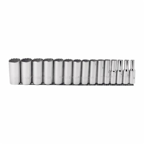 Proto® TorquePlus™ J54107 Deep Socket Set, ASME B107.1, 12 Points, 1/2 in Drive, 15 Pieces, Included Socket Size: 3/8 to 1-1/4 in