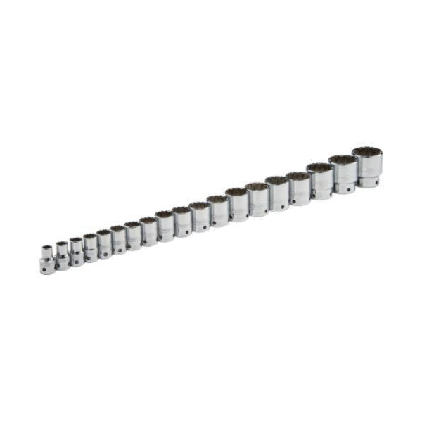 Proto® TorquePlus™ J54113-TT Socket Set, ASME B107.1, Imperial, 12 Points, 1/2 in Drive, 19 Pieces, Included Socket Size: 3/8 to 1-1/2 in